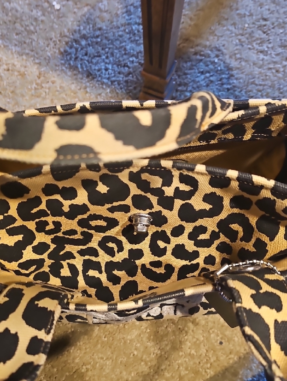 Coach Leopard-Print Canvas Tote in Black and Tan - Picture 7 of 11